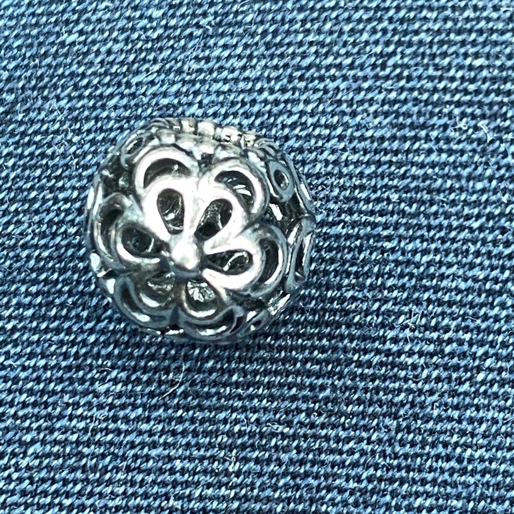 Pandora silver flower ball charm